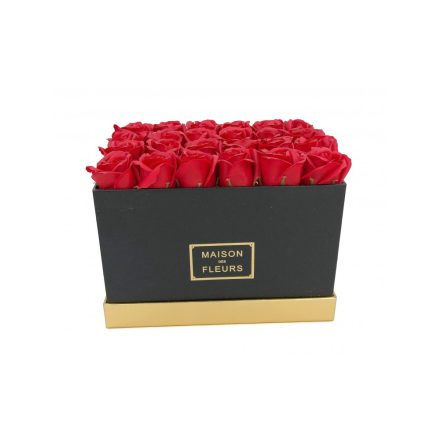 Rózsa Box Szögletes 30 Szál (Fekete/Vörös)